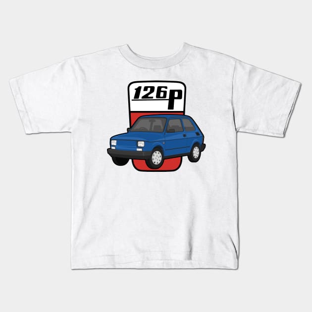 126P Car maluch 126 blue Kids T-Shirt by creative.z